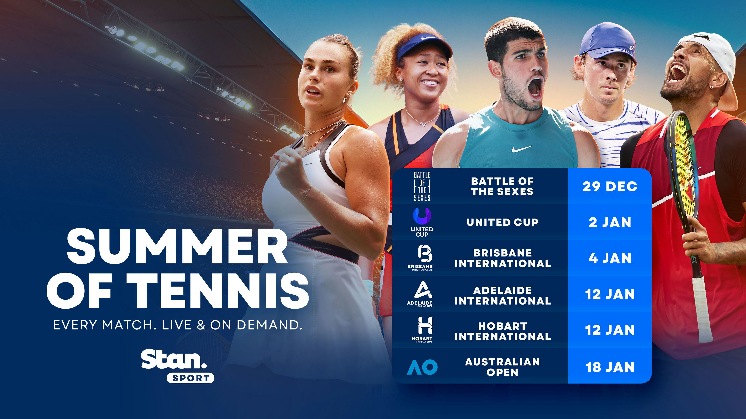 This week on Stan Sport (8 January 2026)