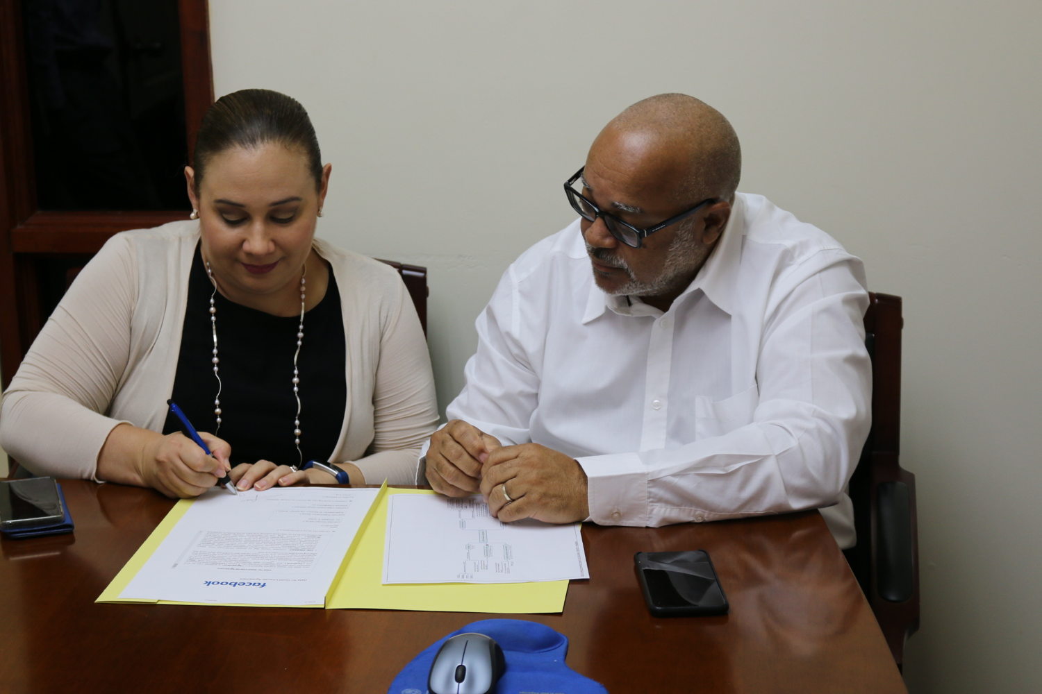 Public Policy Manager Caribbean Region of Facebook Claudia Giraldo and Director General of the OECS Dr. Didacus Jules