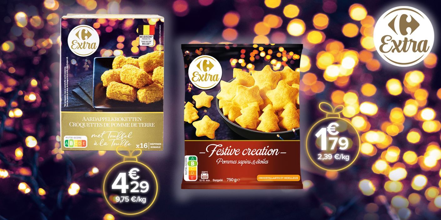 Carrefour EXTRA_croquettes de pomme de terre à la truffe et pommes sapin et étoiles