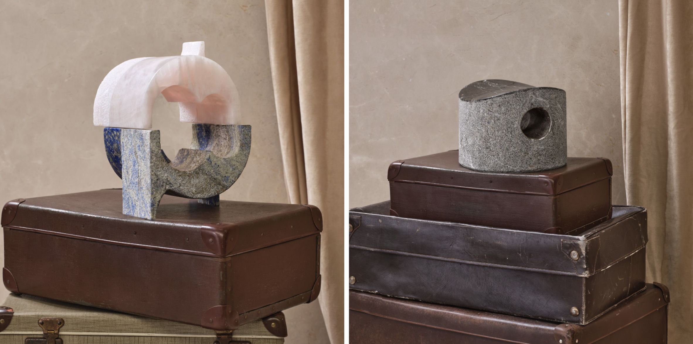 "E la Nave Va" by Smith-Clementi (left), "Bath Stool" by Studio Gorm (right)