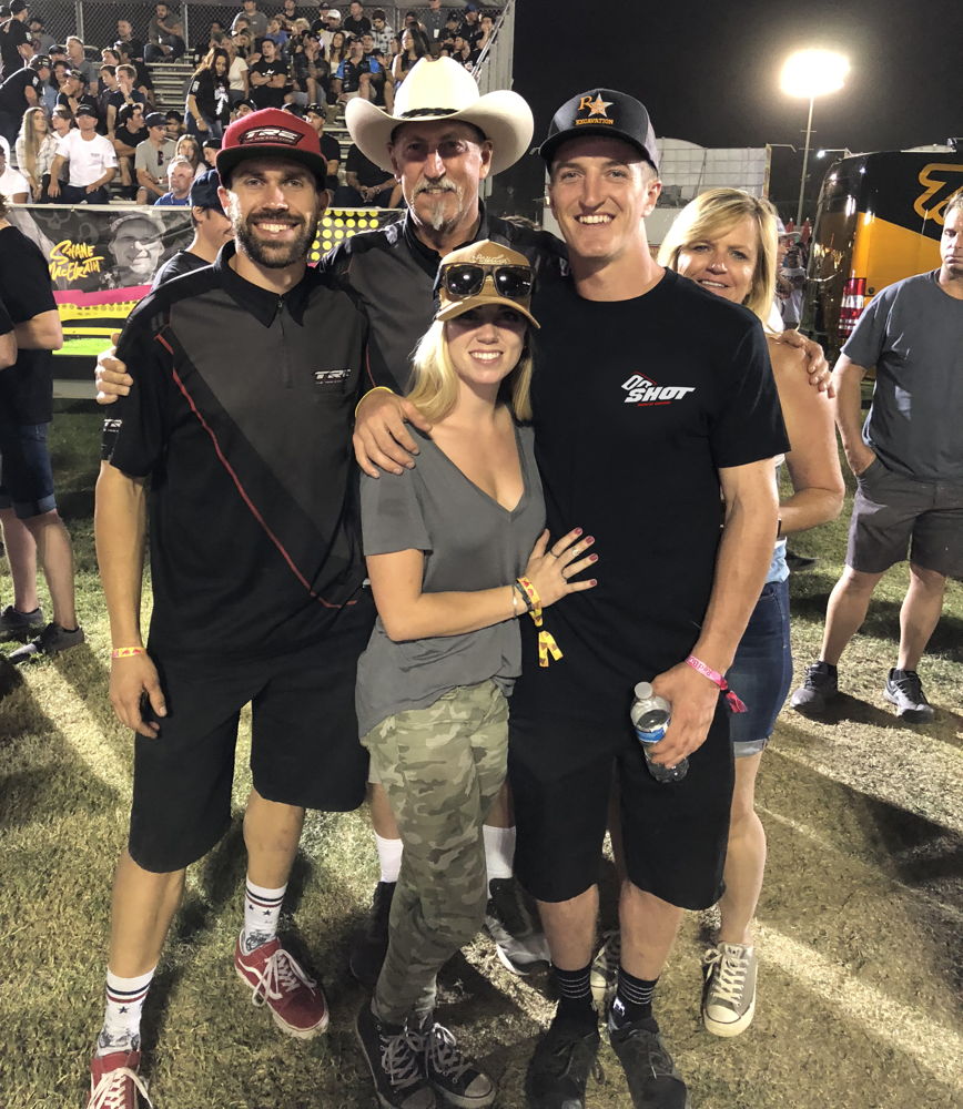 Team Aeck: Colton with his girlfriend, parents and mechanic