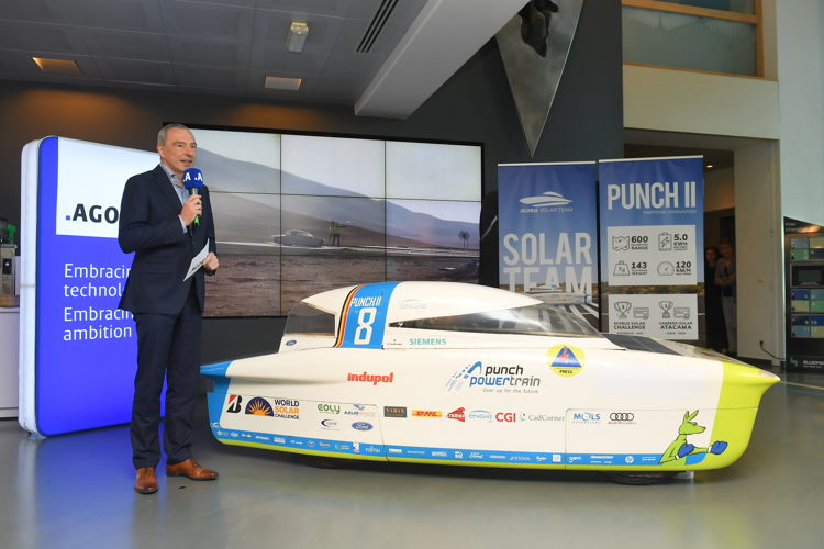 Marc Lambotte, CEO van Agoria, kondigt het Agoria Solar Team aan