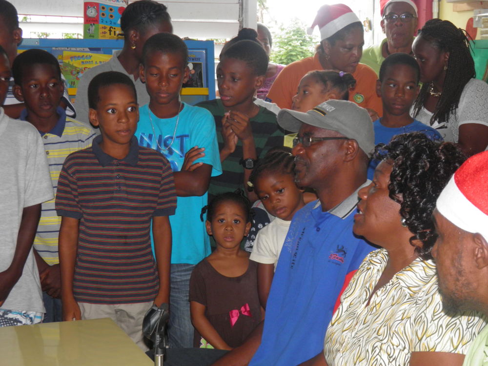 Schools students during the Toy Drive to Dominica.