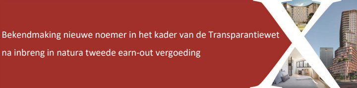 Bekendmaking nieuwe noemer in het kader van de Transparantiewet na inbreng in natura tweede earn-out vergoeding