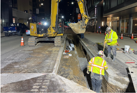 Work zone at Forbes Avenue and McKee Place in Oakland