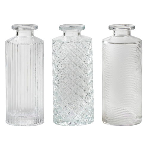 FRE Vase 4 motifs transparent, H 13,2 cm - Ø 5,5 cm, 1.75€