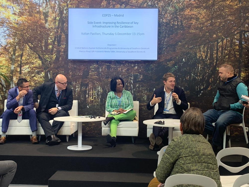 Josette Edward-Charlemagne, Programme Officer in the OECS Environmental Sustainability Cluster, participates in COP25 side event on Improving Resilience of Key Infrastructure in the Caribbean.