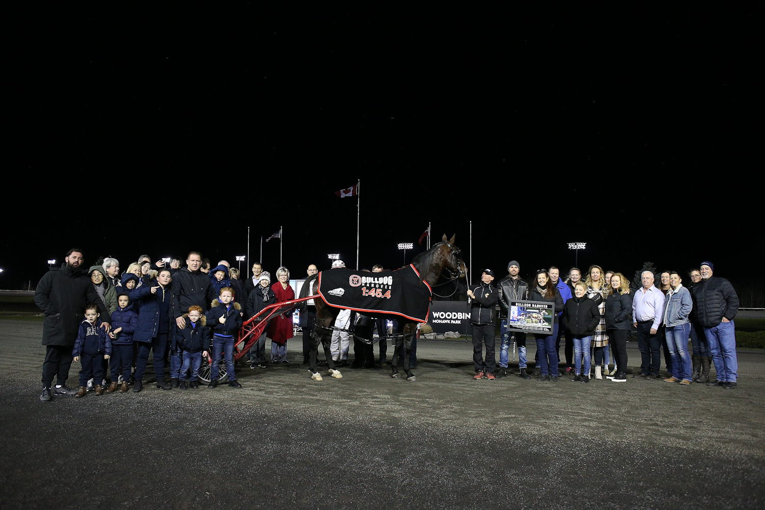 Bulldog Hanover was mobbed by family and friends. (New Image Media)