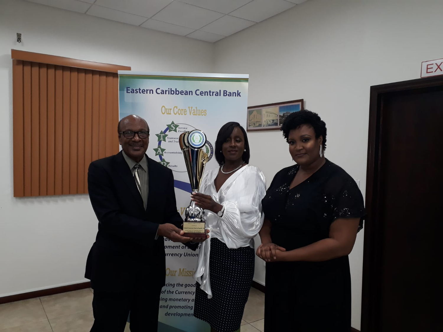 (l-r) Chairman of the Board, National Commercial Bank of Anguilla, Carl Harrigan; Chief Executive Officer, National Commercial Bank of Anguilla, Sharmaine Francois; Country Manager, ECCB Agency Office, Anguilla, Shirmaine Lynch-Harrigan.