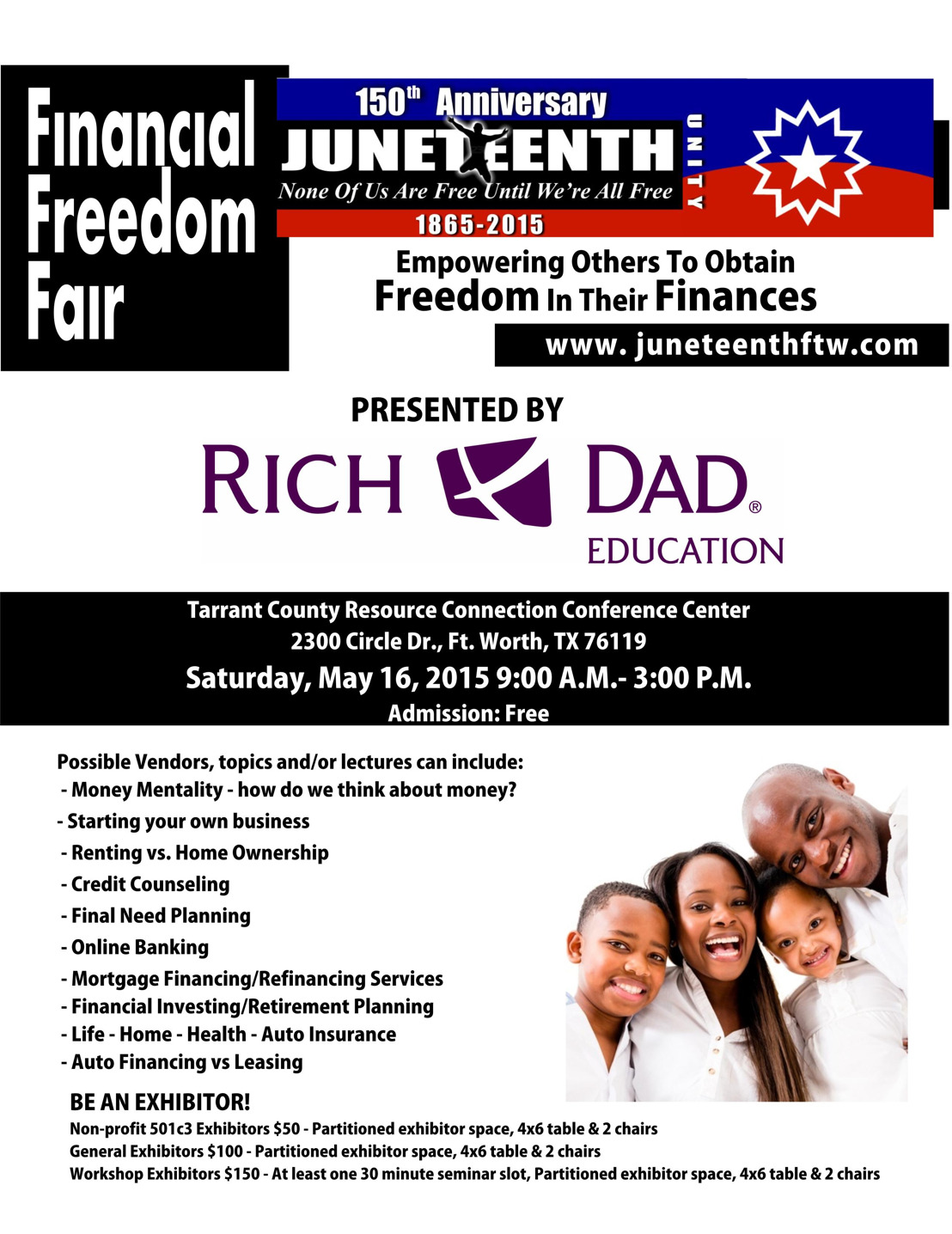 150th Juneteenth Anniversary Celebration Financial Freedom Fair Presented by Rich Dad Education