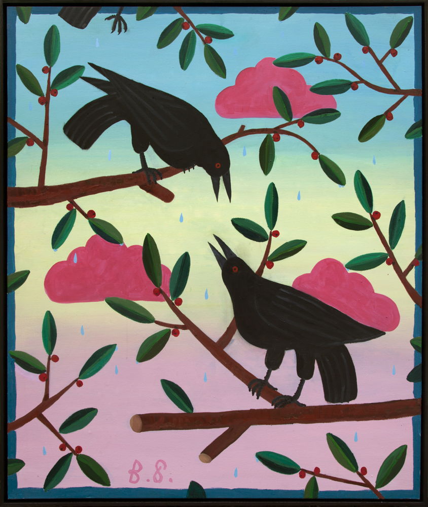 BEN SLEDSENS, Cawing Crows, 2017. Oil and acrylic on canvas. Courtesy Tim Van Laere Gallery, Antwerp