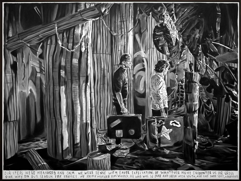 Rinus Van de Velde, Our steps were measured and calm., 2017. Charcoal on canvas, artist frame. 170 x 228 cm. Courtesy Tim Van Laere Gallery, Antwerp