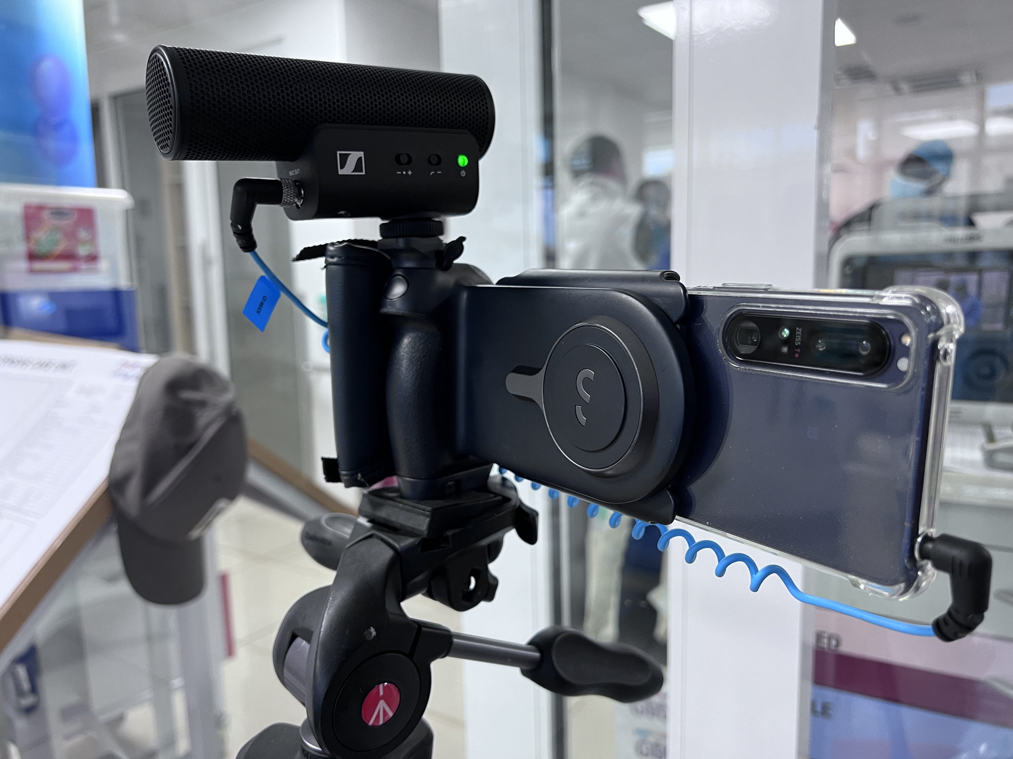 The Sennheiser MKE 400 mini-shotgun microphone was instrumental in capturing the intimate moments and critical communications in the bustling hospital environment