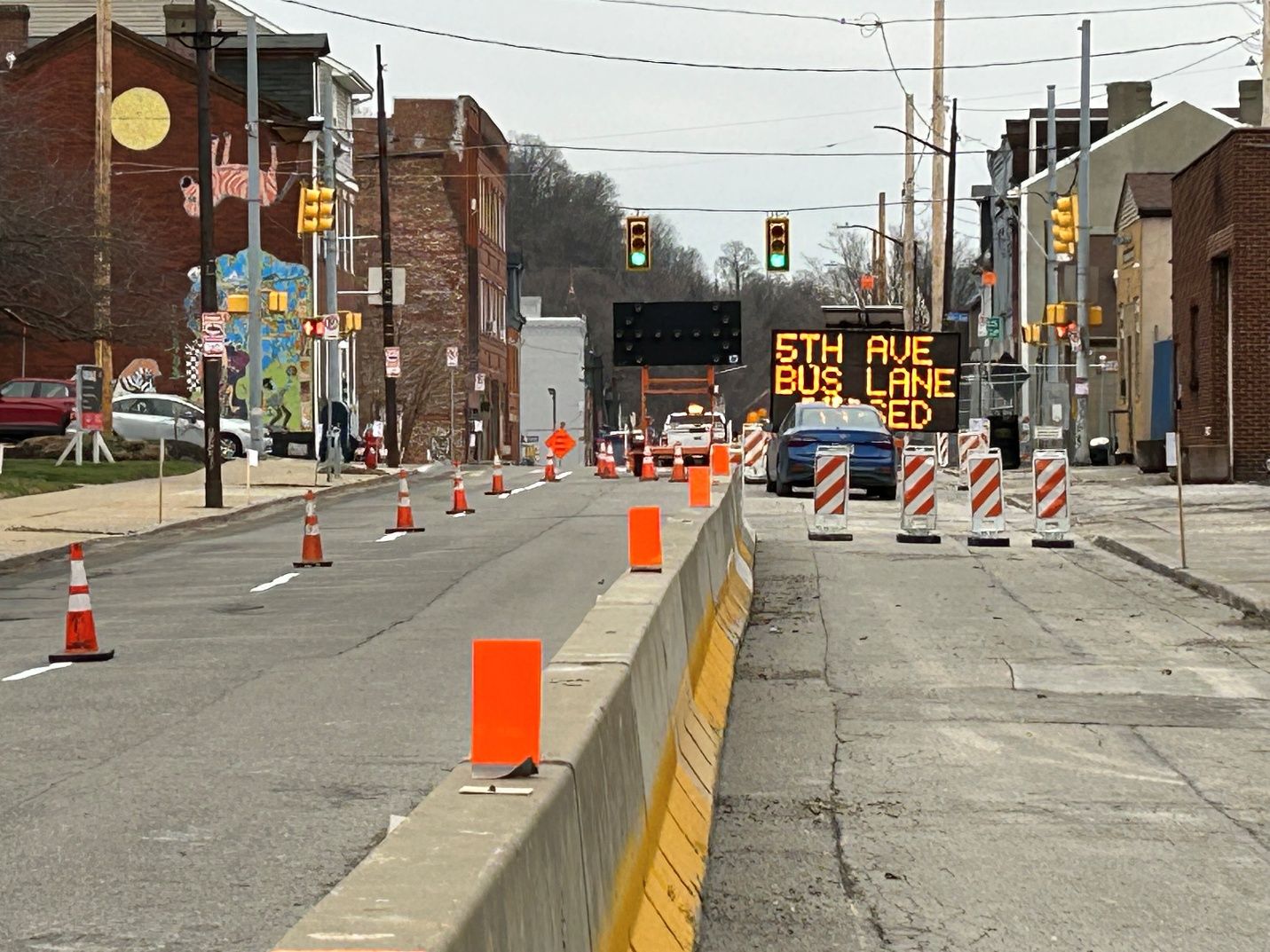 New work zone on Forbes Avenue in Uptown New work zone on Forbes Avenue in Uptown
