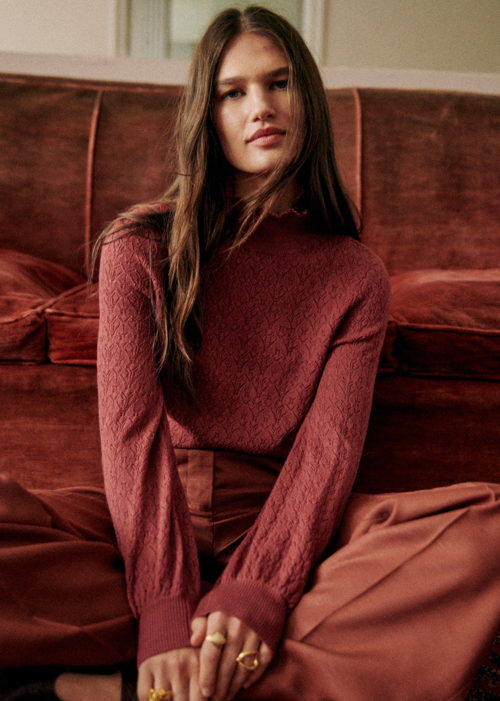 Sézane - Pull Arielle Bois de Rose Fonce - 115€
