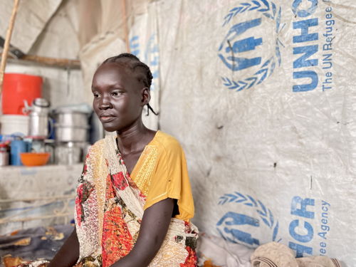 Nyagchangjwok William Oguen arrived in the protection of civilians (PoC) site at Malakal last April with her brother. One of her children, Zacharia Peter Dak is suffering from severe malnutrition.Copyright: Kristen Poels/MSF 