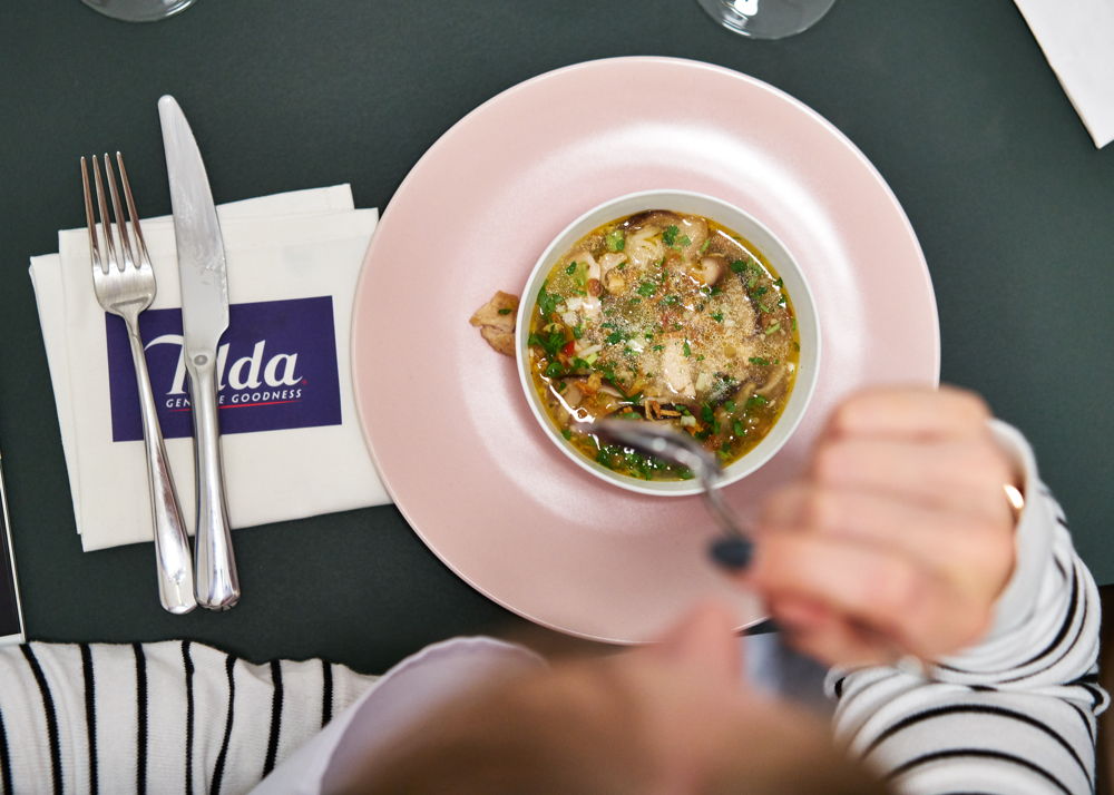 Tilda Rice Soup with Shi-Take and smoked chicken