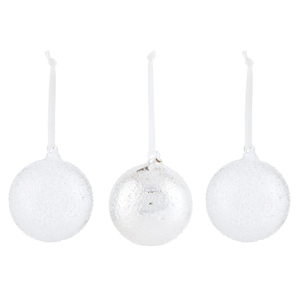 Habitat 3pk Handblown Clear Bubble Glass Baubles, £10