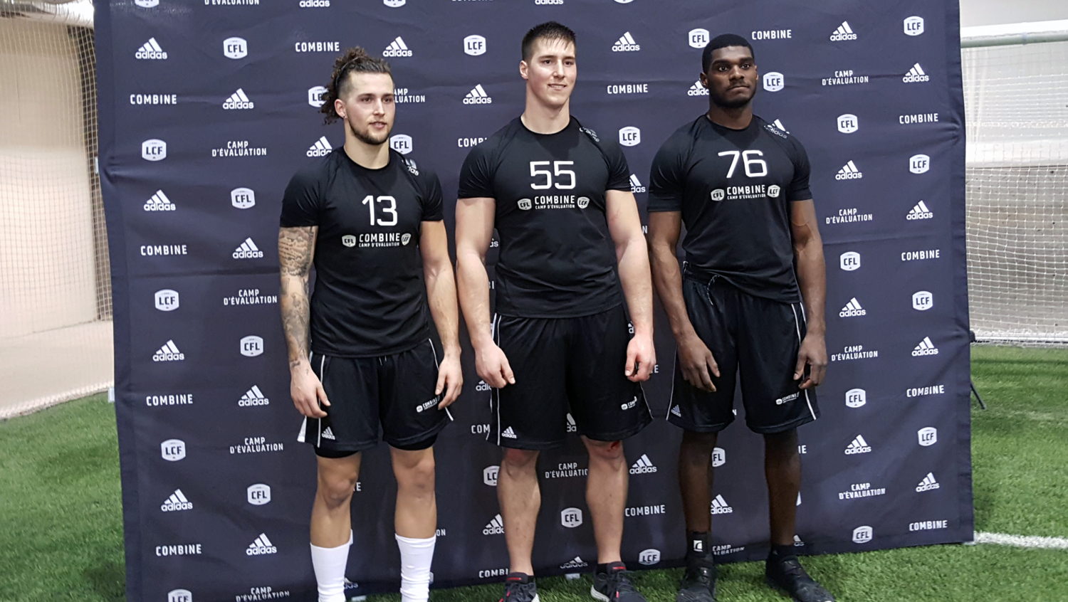 L­>R: Will Watson, Tanner Green and Justin Buren at the Western Regional Combine presented by adidas. Photo credit: CFL.ca/Reid Valmestad