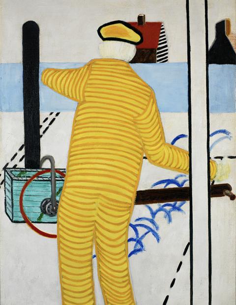 Roger Raveel, Gele man met karretje (1952). Olieverf op op doek, 110,5 x 80,5 cm. Collectie Roger Raveel Museum / Vlaamse Gemeenschap.  