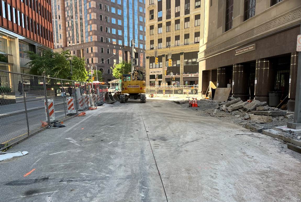 Inside the work zone at Sixth Avenue and Wood Street Inside the work zone at Sixth Avenue and Wood Street