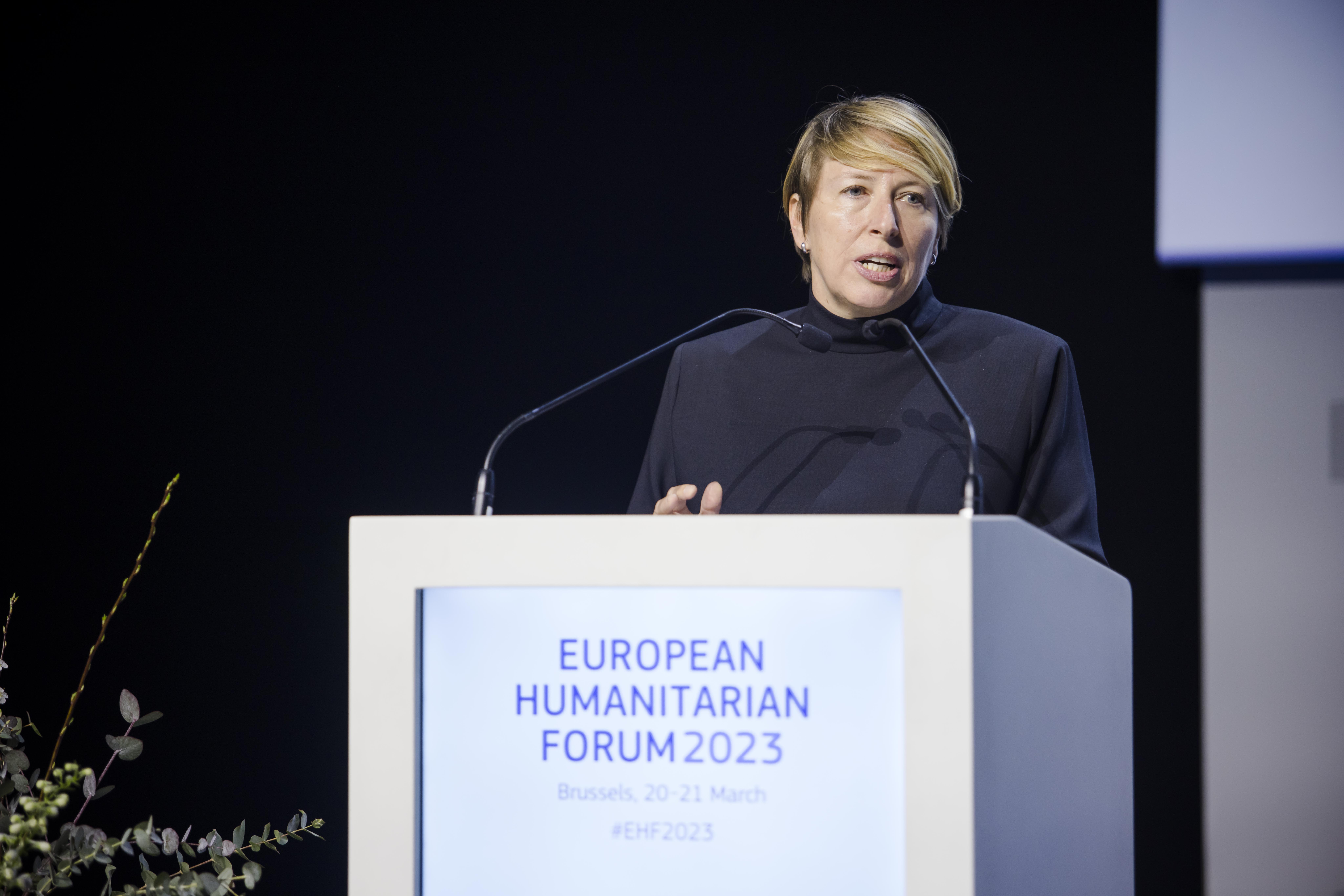Minister Caroline Gennez op de openingsceremonie van het European Humanitarian Forum 2023 in Brussel. ©European Union, 2023. Minister Caroline Gennez op de openingsceremonie van het European Humanitarian Forum 2023 in Brussel. ©European Union, 2023.
