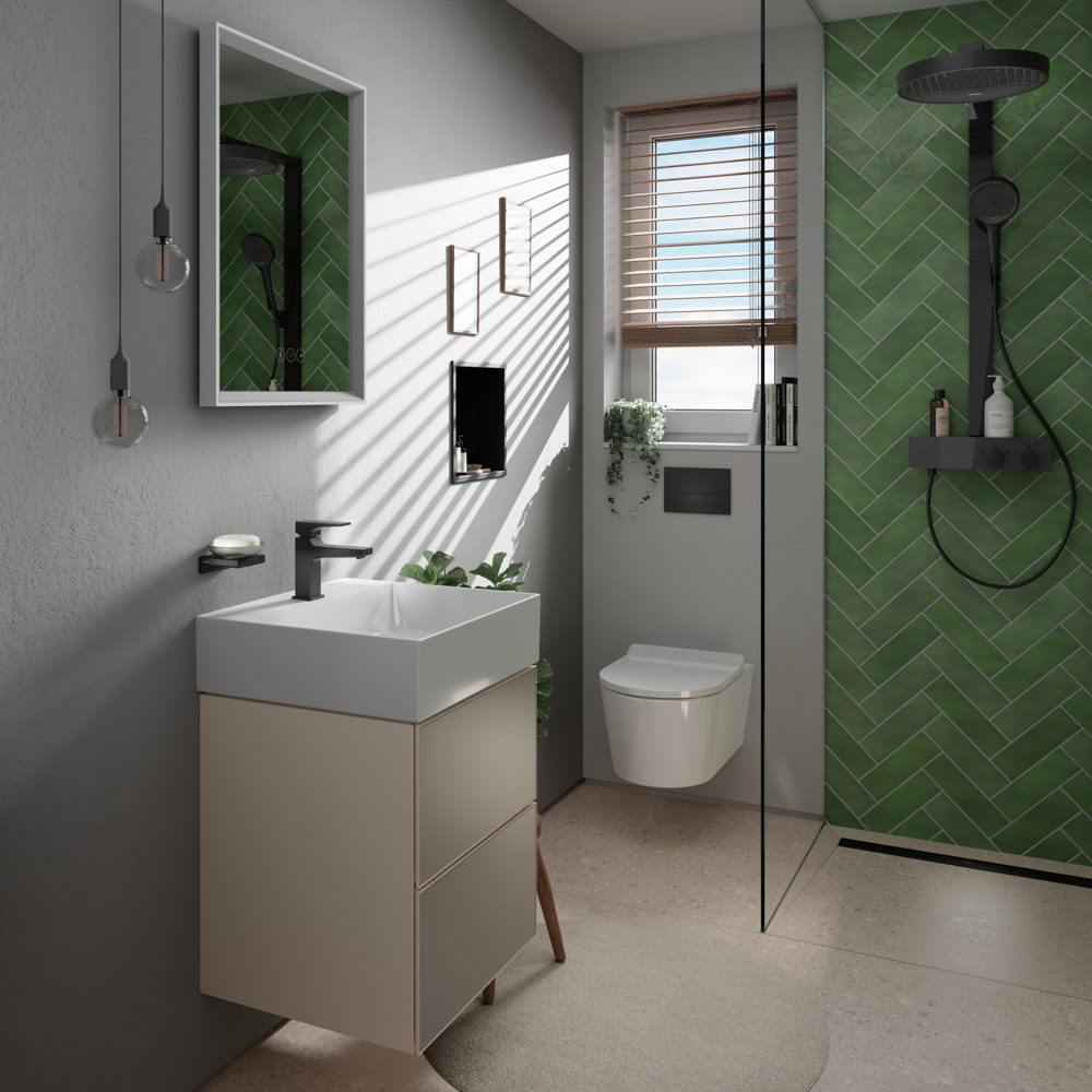 ©hansgrohe Xevolos E meuble - Rainfinity douche - EluPura S Toilet