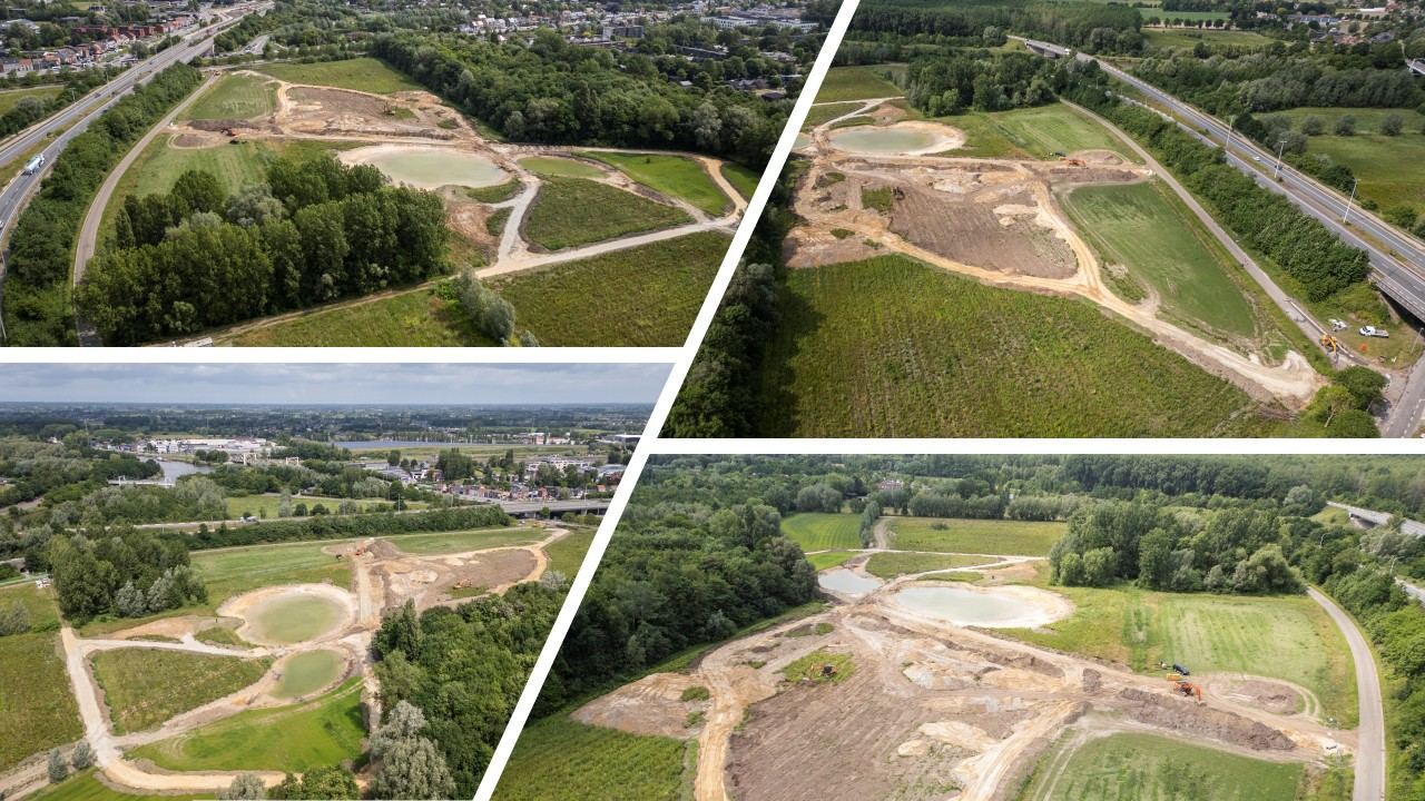 Luchtbeelden tijdens uitvoering in park Groene Velden © provincie Oost-Vlaanderen
