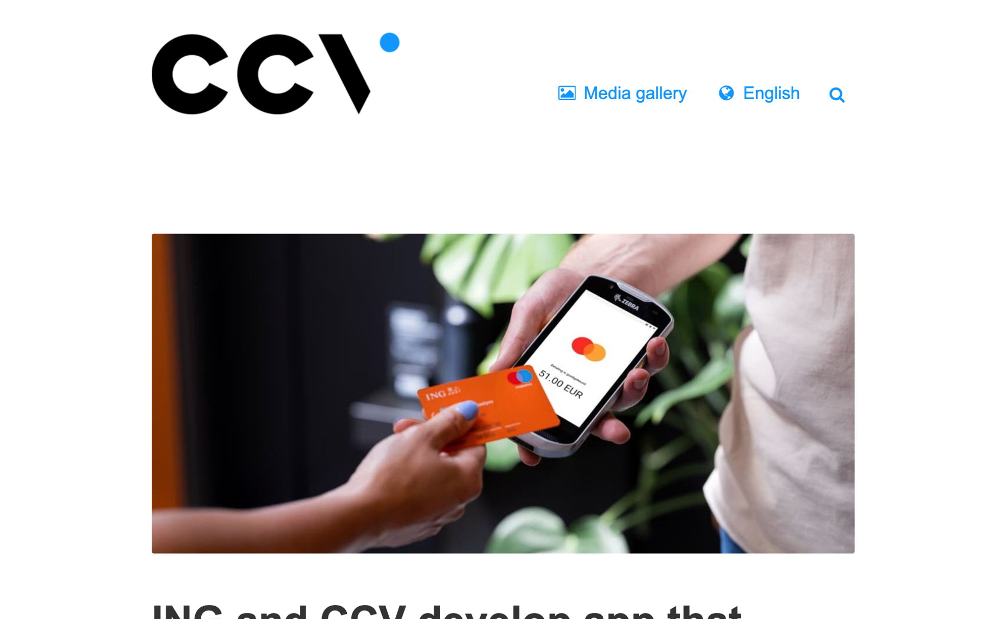 ING and CCV develop app that turns mobile phones into payment terminals