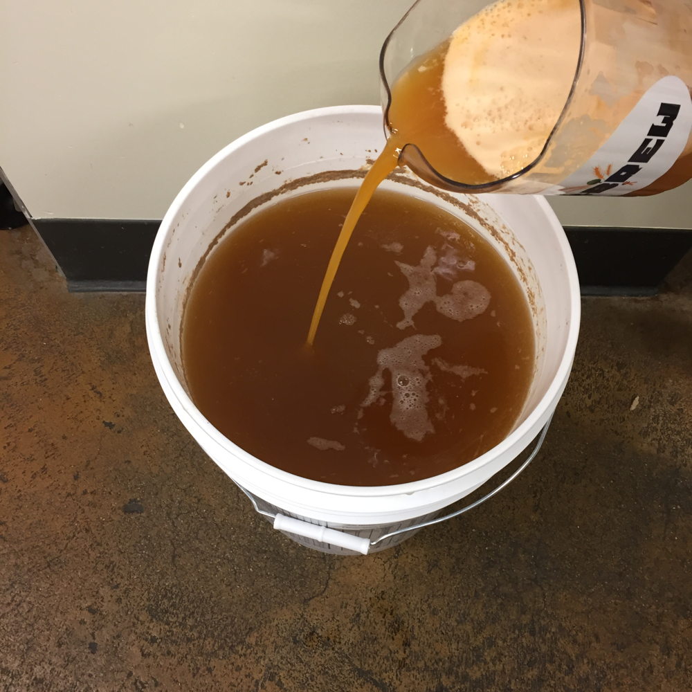 Pureed organic Hirakata Farms cantaloupe is added to the wort