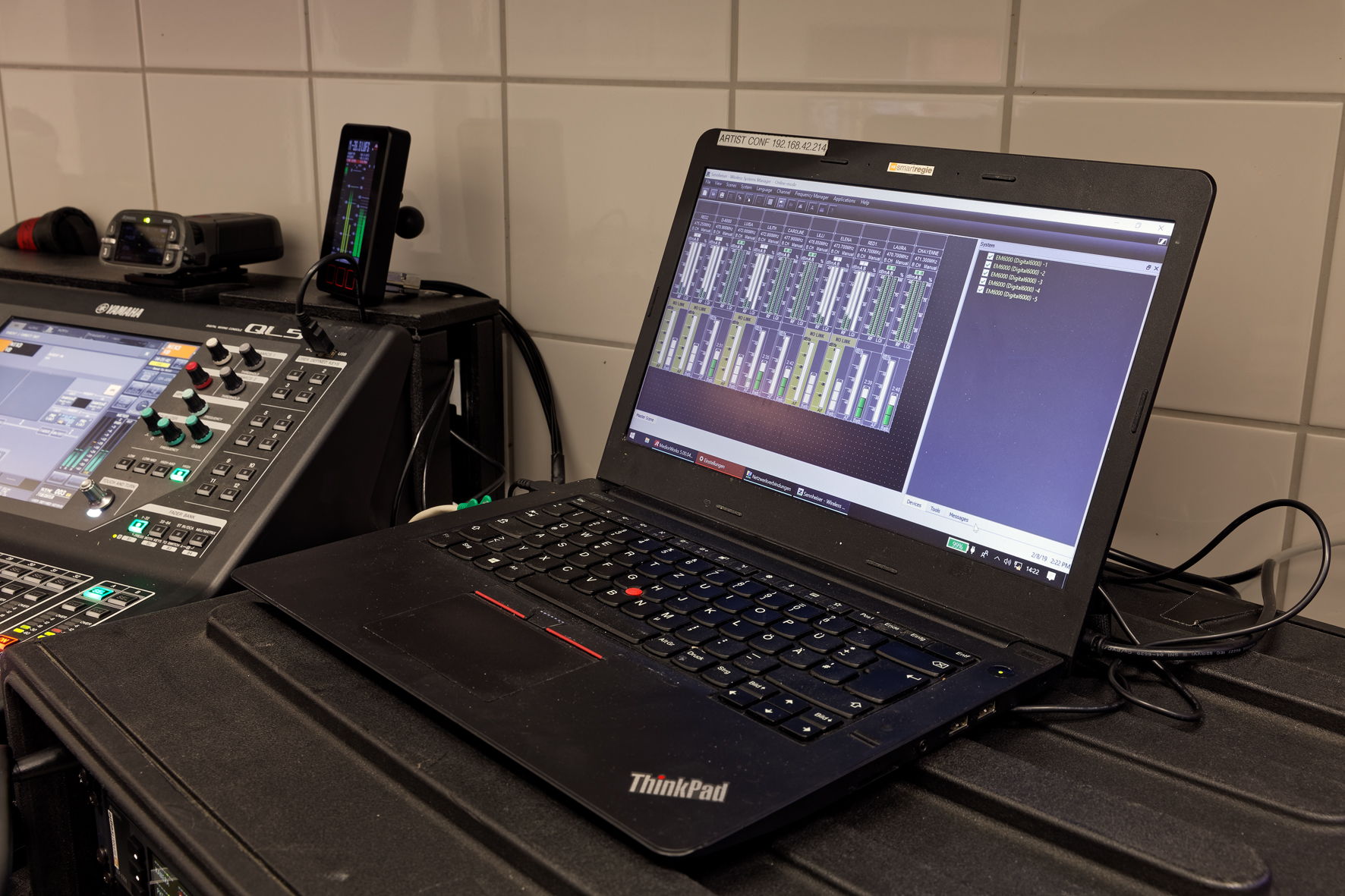 To calculate the suitable transmission frequencies, smartregie GmbH uses Sennheiser’s WSM software (Wireless Systems Manager), which also serves the purpose of controlling and monitoring the Digital 6000 systems that are connected