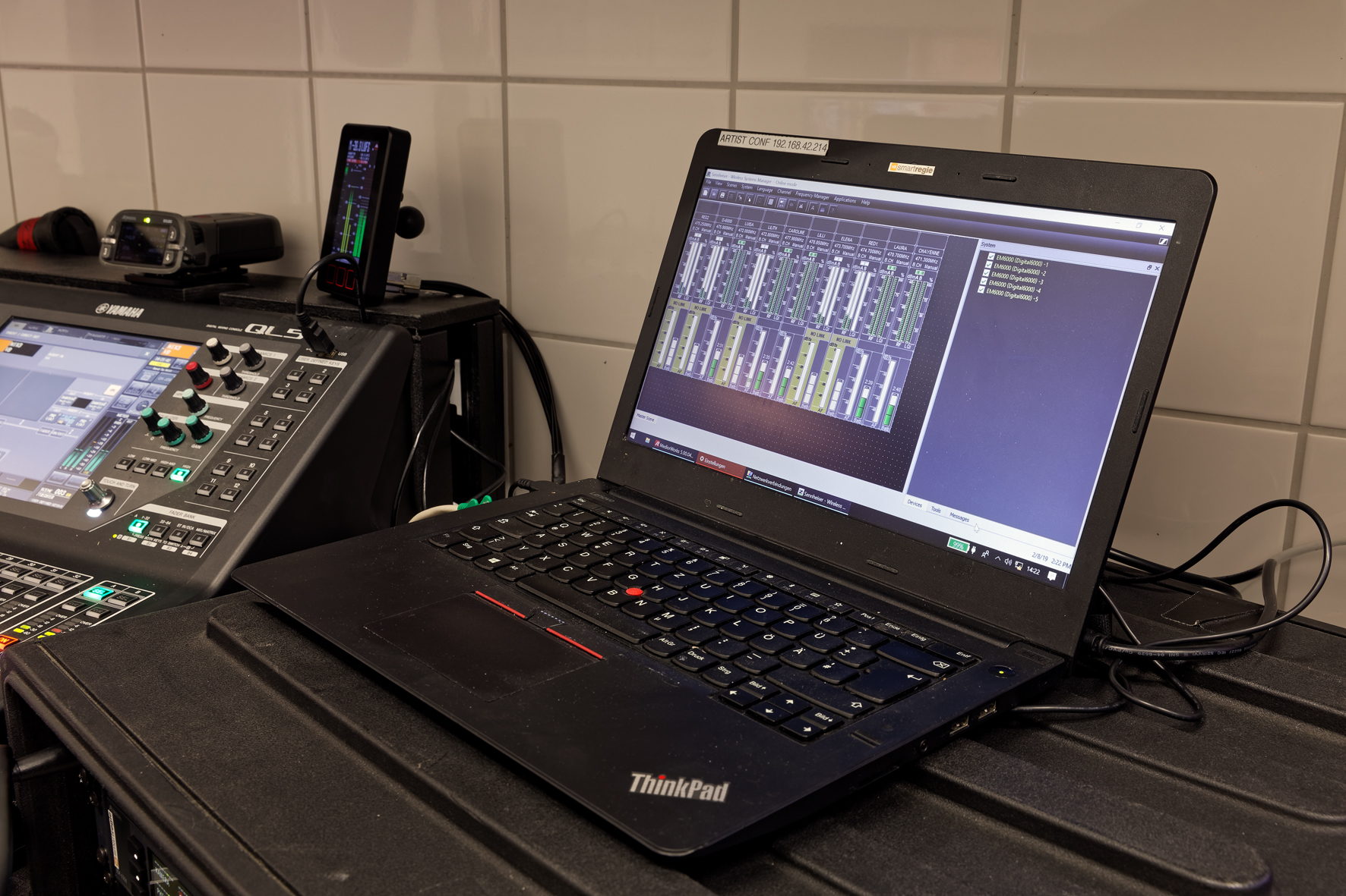 To calculate the suitable transmission frequencies, smartregie GmbH uses Sennheiser’s WSM software (Wireless Systems Manager), which also serves the purpose of controlling and monitoring the Digital 6000 systems that are connected