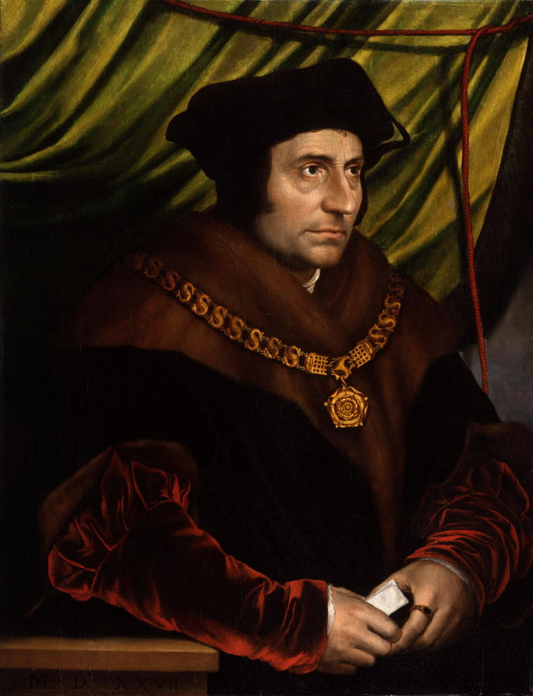 Op zoek naar Utopia: Naar Hans Holbein de Jongere, Portret van Sir Thomas More, 1527. National Portrait Gallery, Londen