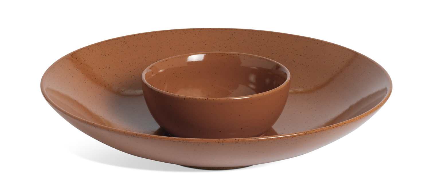 Habitat Gloss Speckle Stoneware Chip and Dip Bowl - Brown, £12