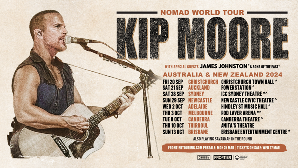 KIP MOORE (US) ANNOUNCES RETURN TO AU & NZ WITH THE NOMAD WORLD TOUR THIS SEPTEMBER & OCTOBER