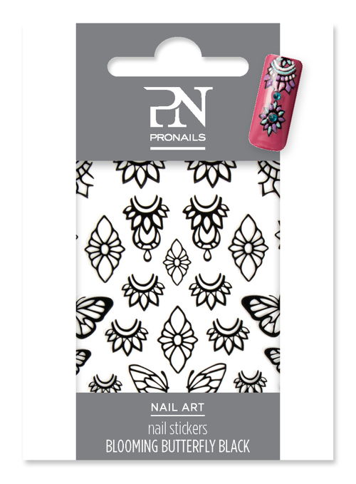 Nail Stickers Blooming Butterfly Black