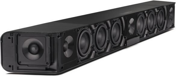 The AMBEO Soundbar – pictured here without its cover – provides immersive 5.1.4 sound without the need for a subwoofer. It enables broadcast mixers to critically evaluate their mixes on a premium product