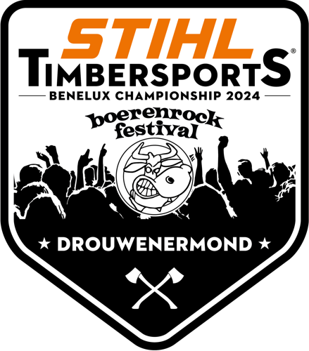 Het TIMBERSPORTS® Benelux Championship vindt dit jaar plaats tijdens het Boerenrockfestival in Drouwenermond.