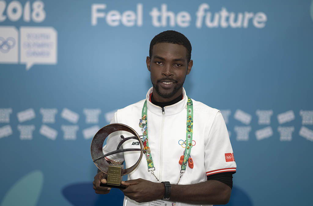 Sharome wins the Steve Parry Award for most outstanding Young Reporter at the 2018 IOC YR Programme in Buenos Aires, named in honour of the late Reuters Sports editor Steve Parry.