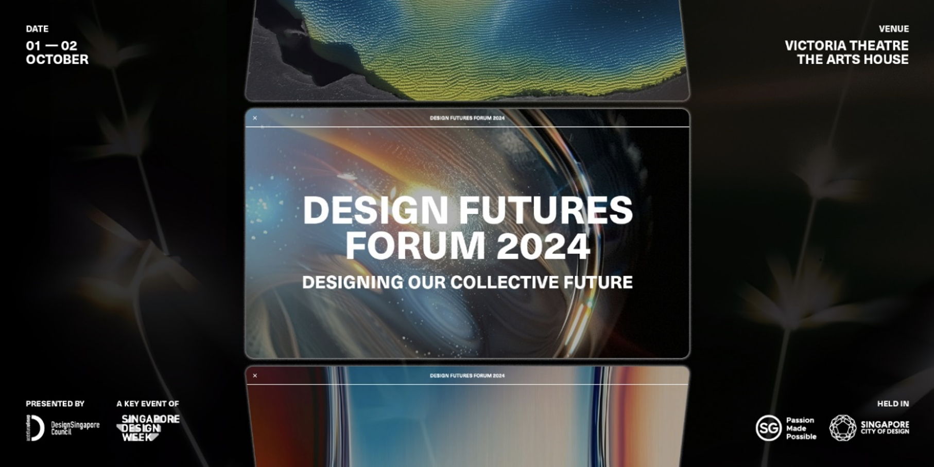 The Design Futures Forum visual by Practice Theory highlights the unfolding of rich narratives, with the opening of layered tabs revealing the depth and expansiveness of the discipline.