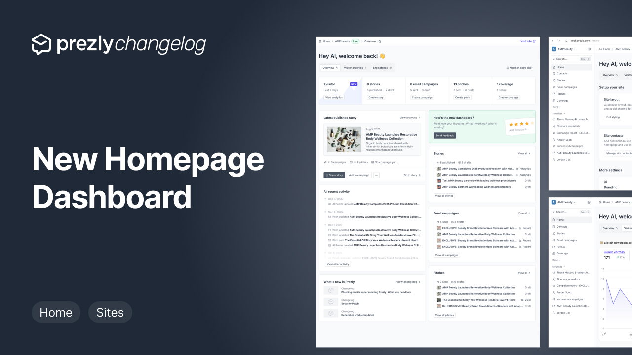 New homepage dashboard
