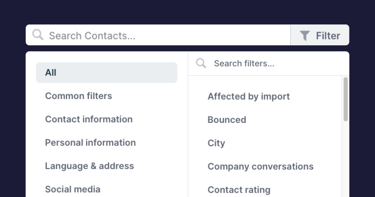 Help: Contact search filters