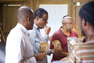 Minister Jonas meets local growers and samples local produce.