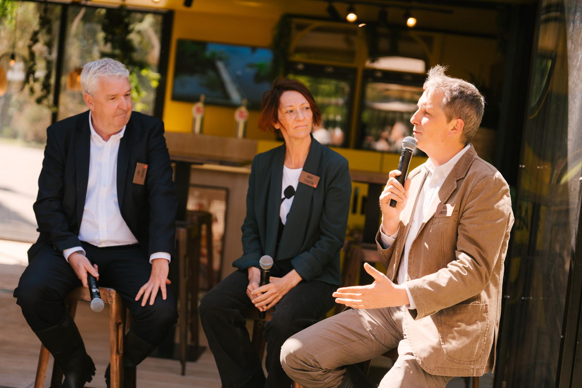 Gouverneur Spooren, Anka Stenten CEO WWF Belgique, Noah Janssen CEO Natuurpunt