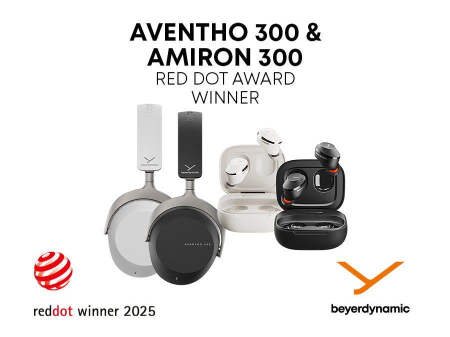 beyerdynamic überzeugt mit herausragendem Design: AMIRON 300 und AVENTHO 300 gewinnen den Red Dot Design Award 2025