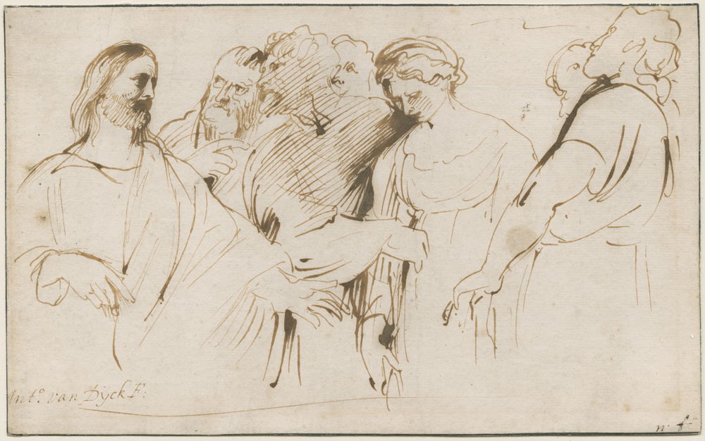 Christus en de overspelige vrouw. Anthony van Dyck. Uit de collectie van het Museum Plantin-Moretus