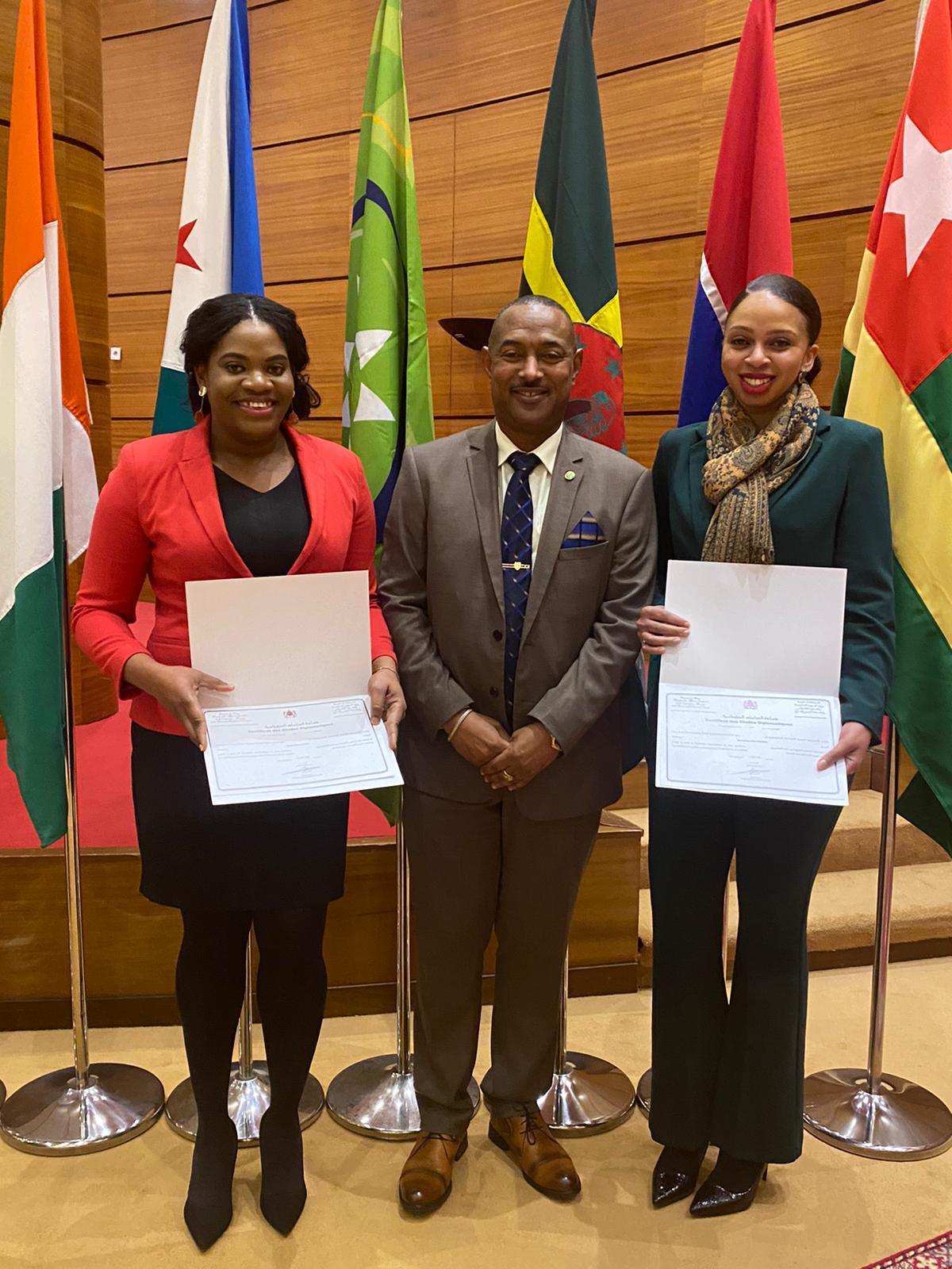 Left to right: Remilia White, Foreign Service Officer of the Commonwealth of Dominica, Ambassador-Designate Ian M. Queeley, Kamila Bell Foreign Service Officer of the Commonwealth of Dominica.