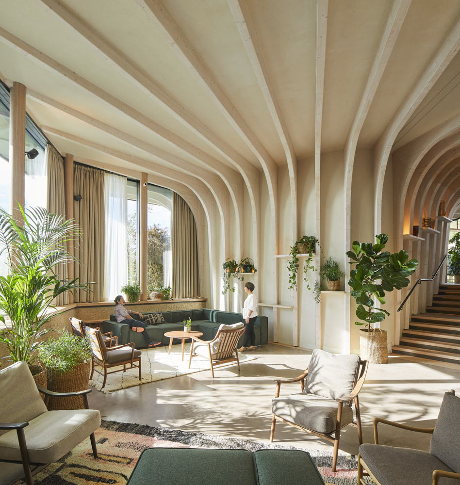 Maggie's Centre in Leeds designed by Heatherwick Studio. Consulting structural engineers: AKT II. Photograph by Hufton + Crow. 