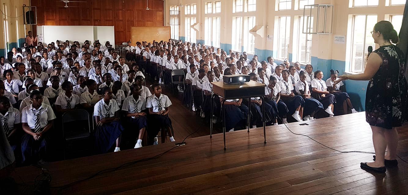 PRASC Officer Danielle Leger addressing the students © Abiola Sandiford 