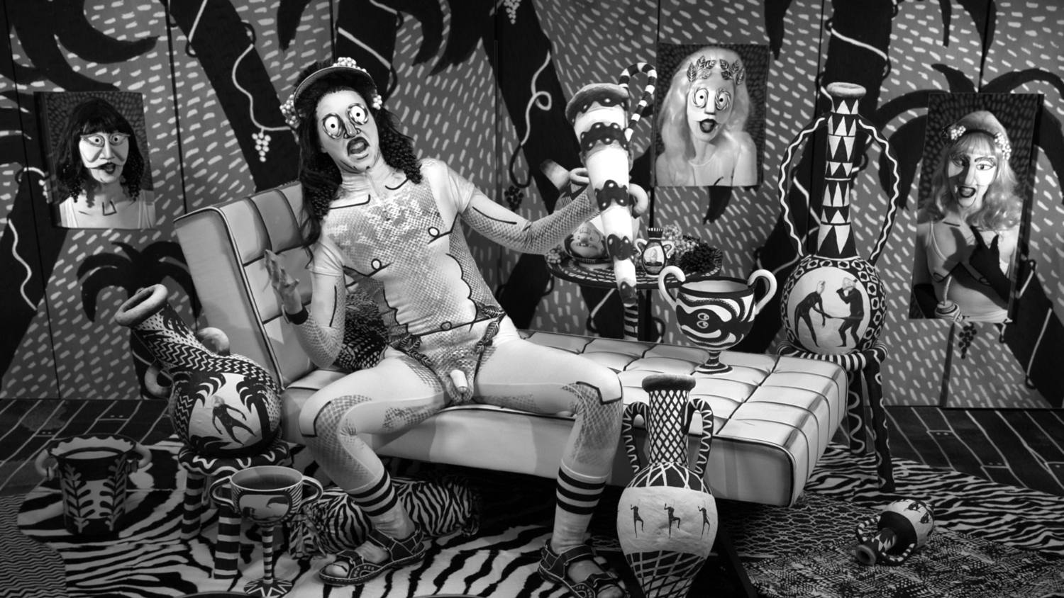 Mary Reid Kelley with Patrick Kelley. The Thong of Dionysus, 2015. High Definition Video (B&W, sound), 9:27 min.